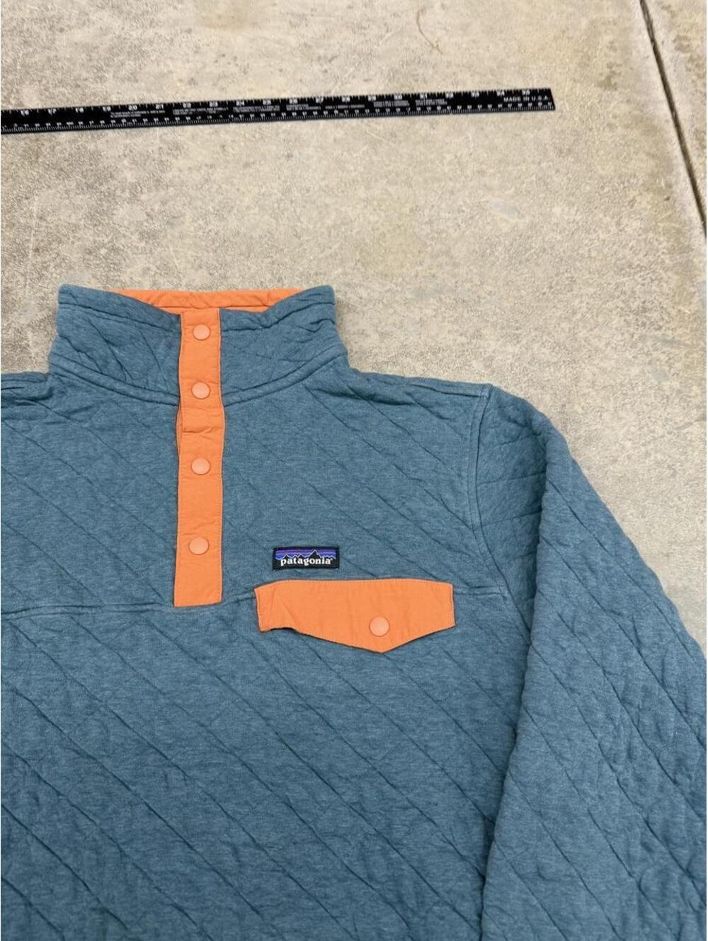 vintage patagonia organic cotton quilt snap t blue and orange pullover - Picture 2 of 3